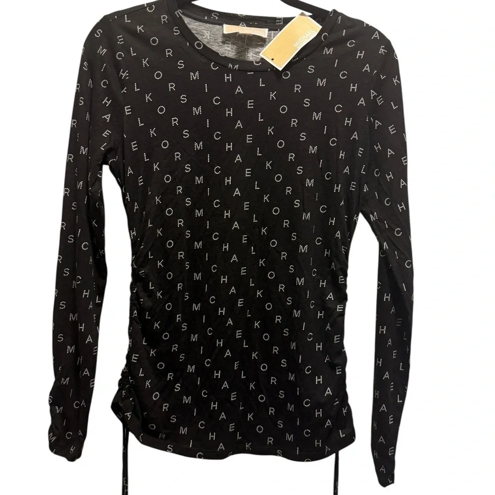 Michael Kors Black Ruched Long Sleeve Blouse